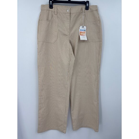 Cali 1850 Striped Wide Leg Pant Tan Size 13 NEW - Picture 1 of 6